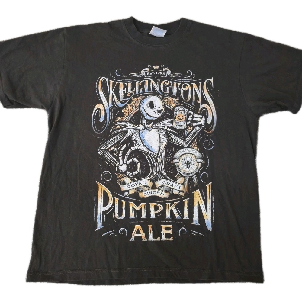 Skellington's Pumpkin Ale Parody Men's XL T Shirt Hanes Double-Sided Retro